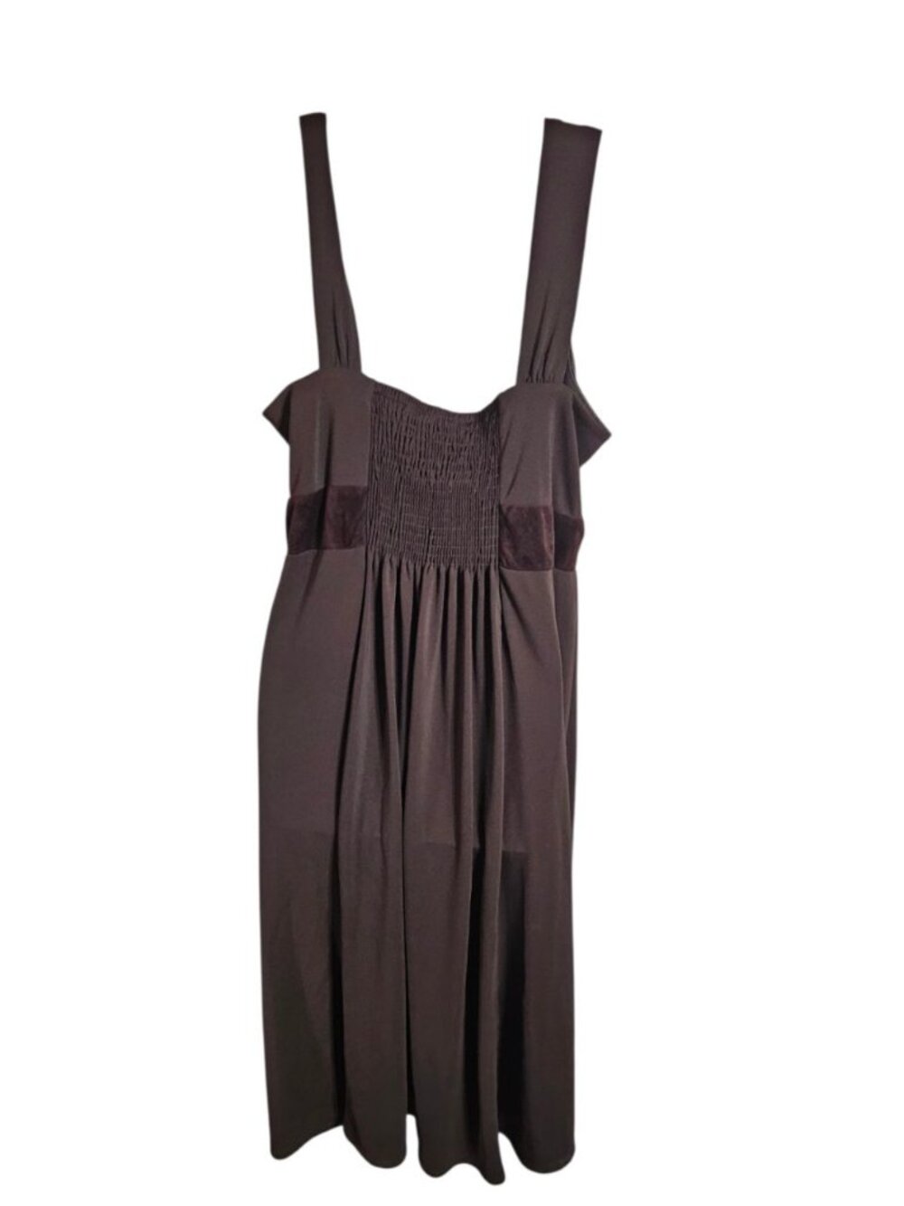 MICHAEL MICHAEL KORS Women's 1X Brown Midi Dress Velvet Trim Luxury Archive 70s - Picture 3 of 7